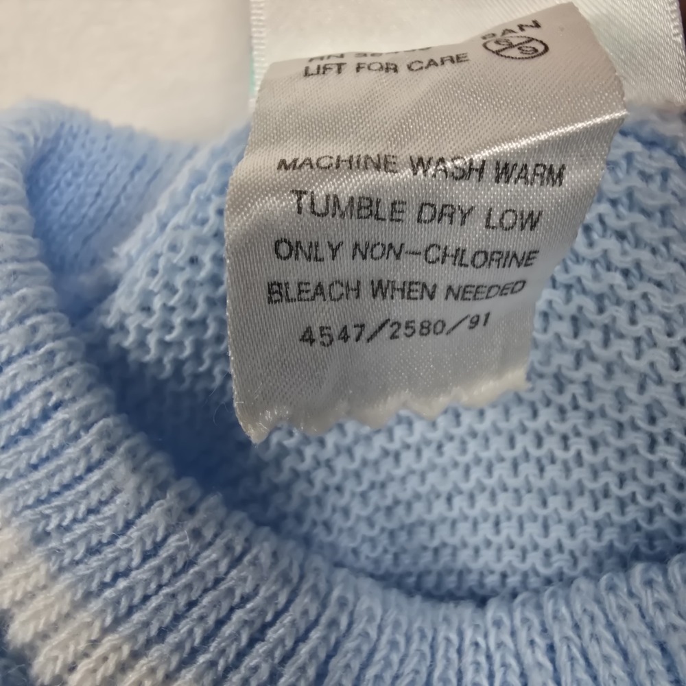 Vintage Snuggle Alert Blue w/ White Baby Sweater Size‎ 6-9 Months - Picture 6 of 7